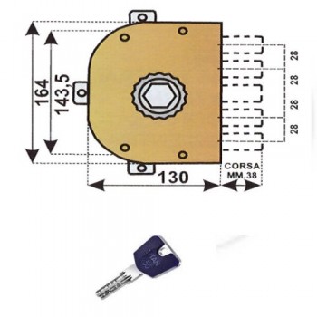 cr 3300 DNK55 serratura pomolo a pompa destra 